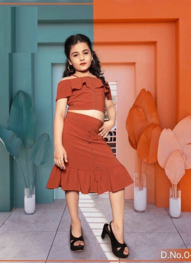 Arya Childhood Kid's Latest Designer Fancy Western Type Top and skirts unique Lycra Stretchable Kids Wear Collcetion